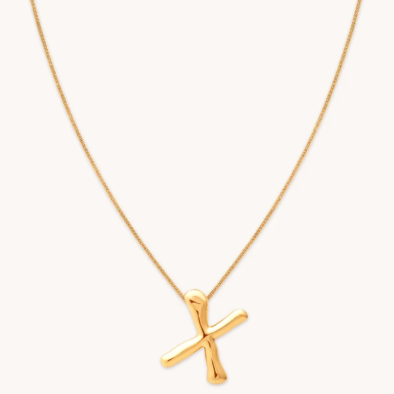 gemstone pendants for women -X Initial Bold Pendant Necklace in Gold