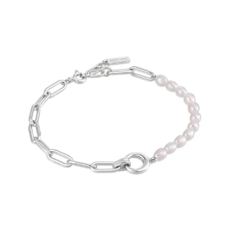 multi-colored bracelets for women -multi-colored bracelets for women -Sterling Silver Freshwater Pearl & Paperclilp Chain Bracelet by Ania Hiae