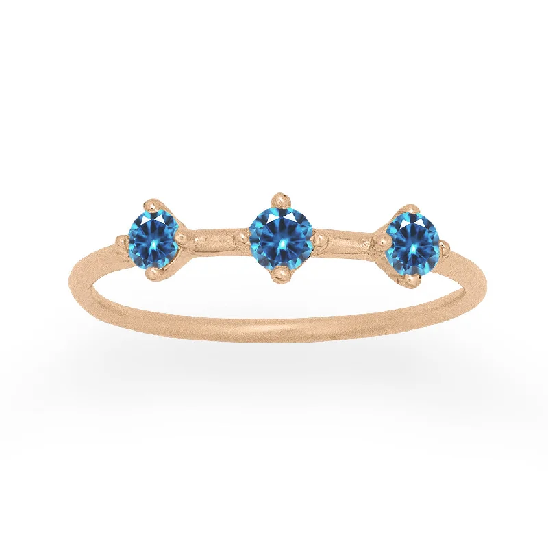 alternative wedding rings for women -Orion's Belt Ring, Blue Sapphire