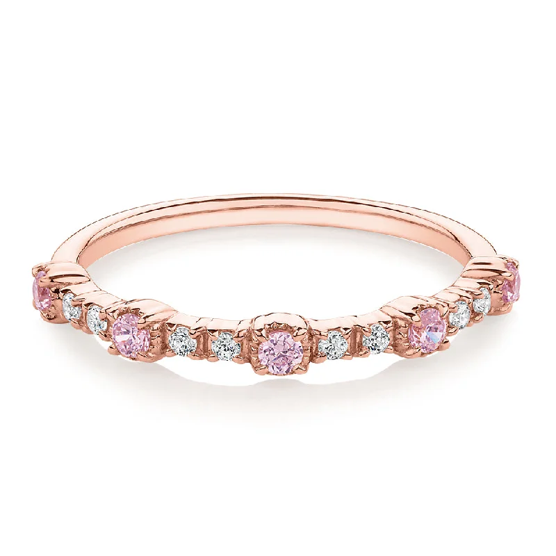 women’s birthstone rings -Wedding or eternity band with 0.23 carats* of diamond simulants in 10 carat rose gold