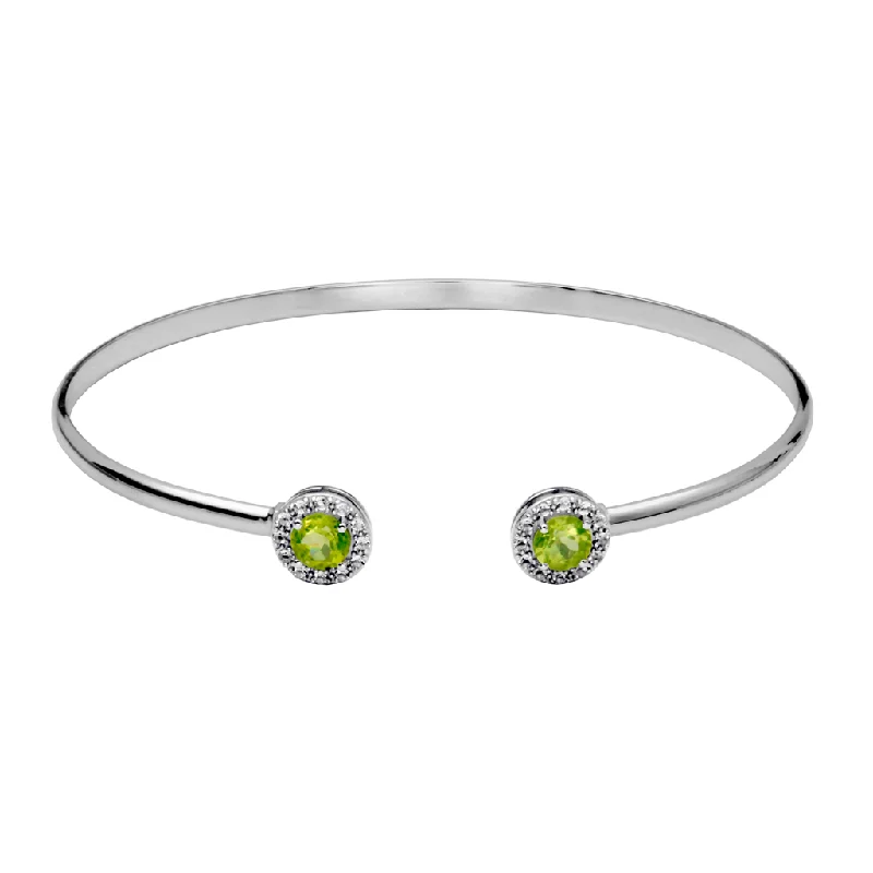 women’s bangles -women’s bangles -Sterling Silver Peridot & White Topaz Halo Cuff Bracelet by Samuel B.