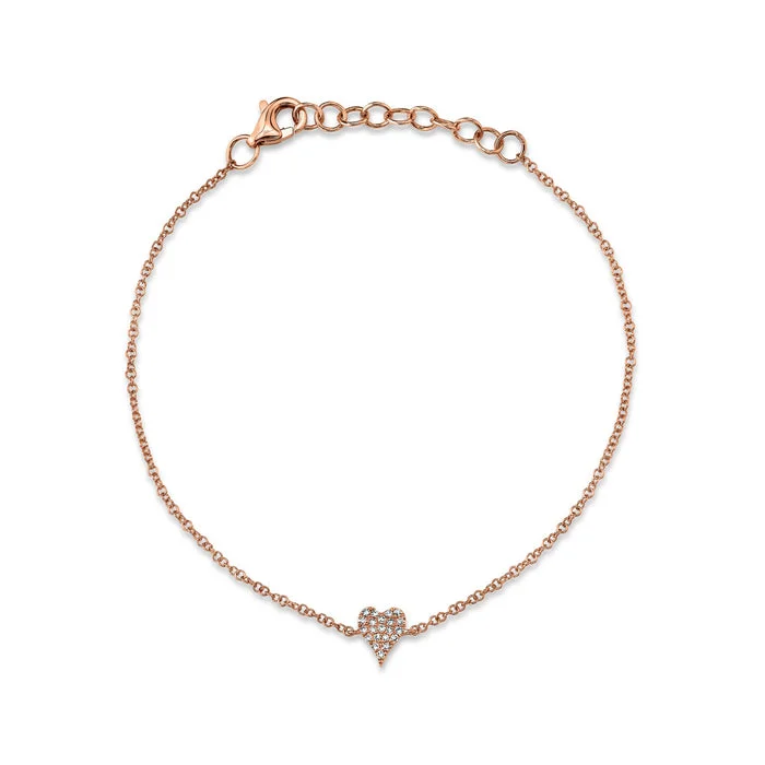 chic bangles for women -chic bangles for women -14K Rose Gold Diamond Heart Bracelet by Shy Creation