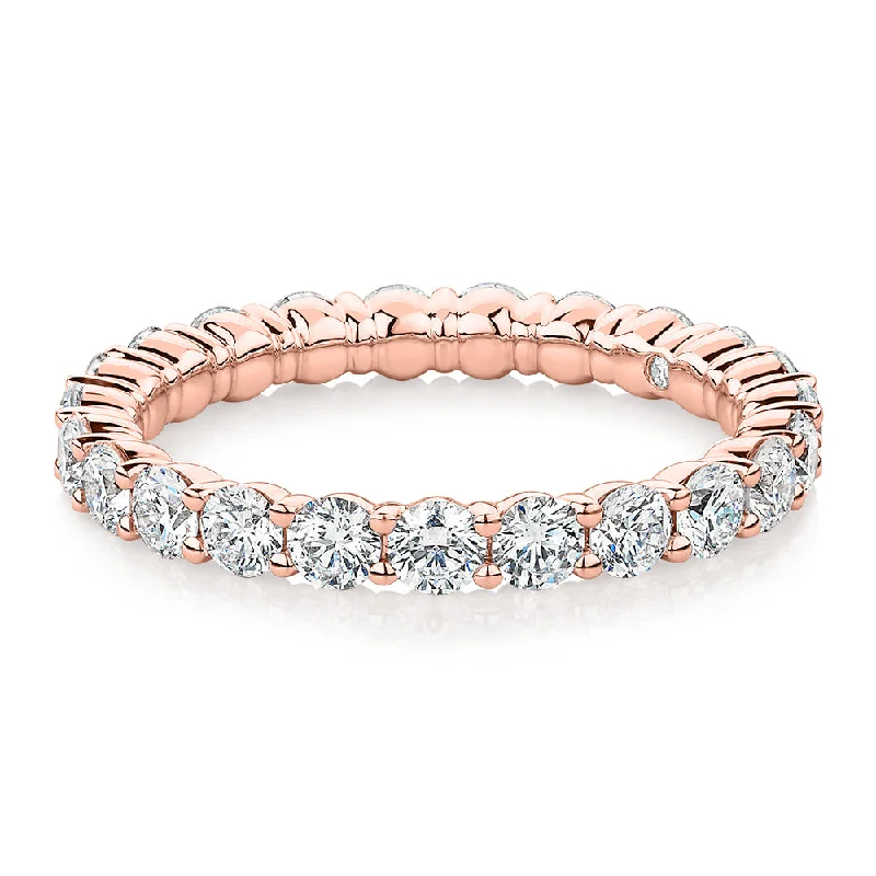 vintage rings for women -Premium Lab-Grown Diamond, 1.86 carat TW round brilliant all-rounder wedding or eternity band in 18 carat rose gold