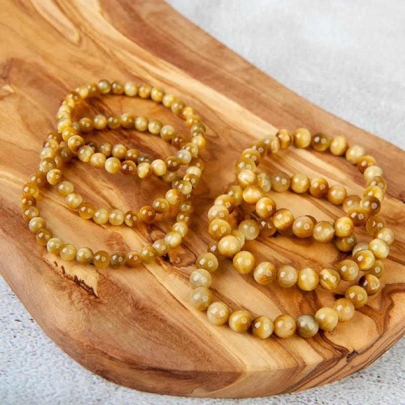 stacked gold bangles -stacked gold bangles -Golden Tigers Eye Beaded Bracelet