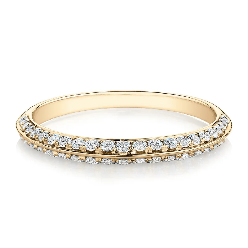 handmade rings for women -Wedding or eternity band with 0.35 carats* of diamond simulants in 14 carat yellow gold