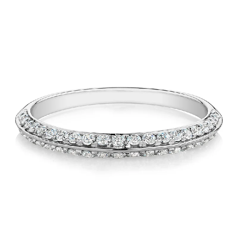 chic promise rings for women -Wedding or eternity band with 0.35 carats* of diamond simulants in 14 carat white gold