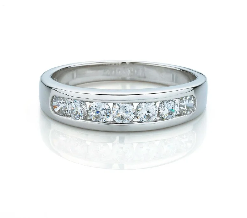 gemstone rings for women -Wedding or eternity band with 0.56 carats* of diamond simulants in 14 carat white gold