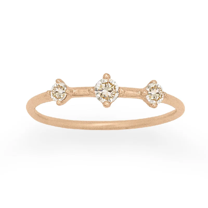 romantic rings for women -Orion's Belt Ring, Champagne Diamond