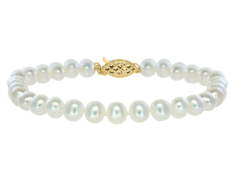 sleek cuff bracelets for women -sleek cuff bracelets for women -14K Yellow Gold 5-5.5mm Freshwater Pearl Strand Bracelet