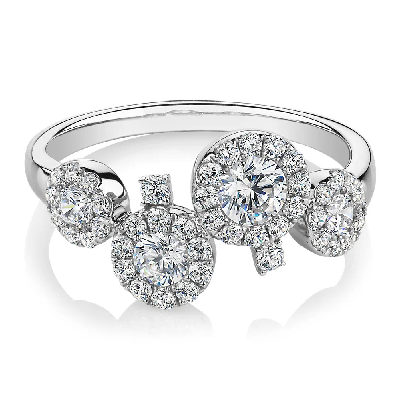 delicate rings for women -Celeste Dress ring with 0.92 carats* of diamond simulants in 10 carat white gold