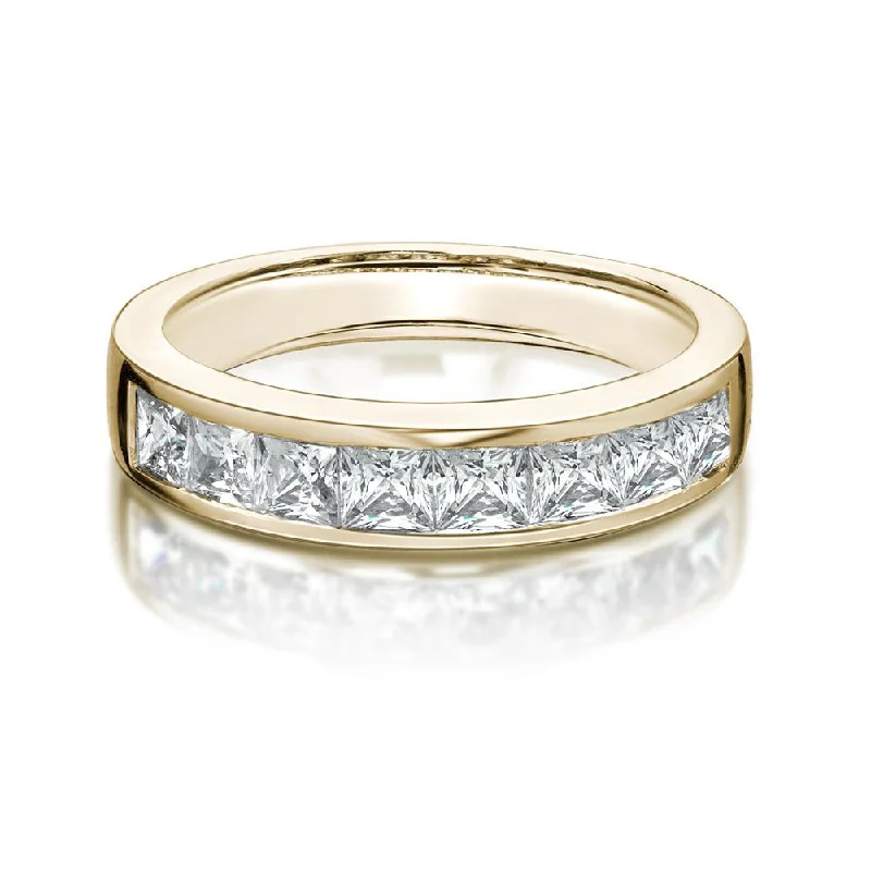 wedding bands for women -Wedding or eternity band with 1.44 carats* of diamond simulants in 14 carat yellow gold