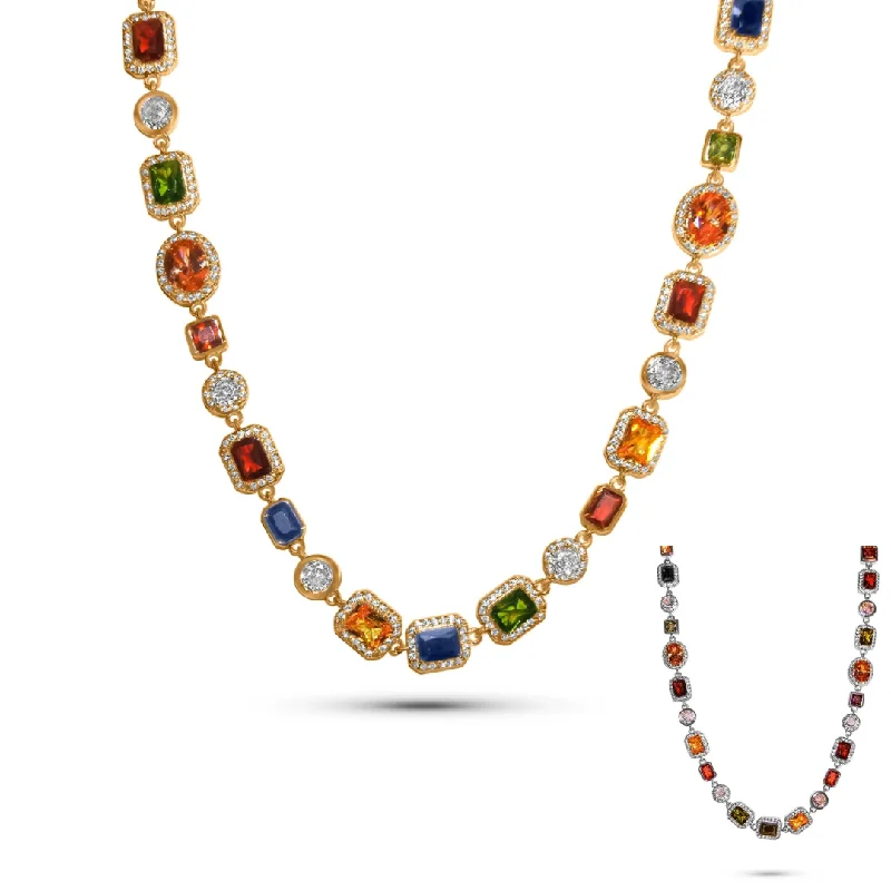 long chain necklaces for women -Coloured CZ Necklace