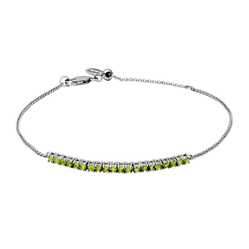 elegant bangles for women -elegant bangles for women -Sterling Silver Peridot Bolo Bracelet by Samuel B.