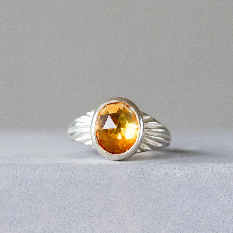 designer engagement rings for women -Citrine Calista Ring in Sterling Silver