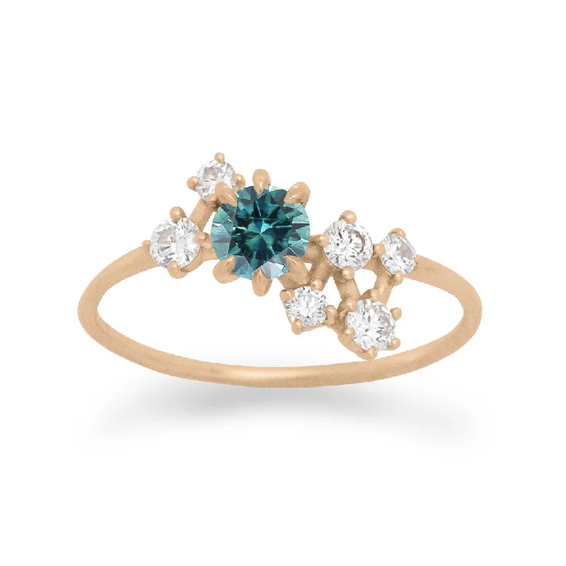 vintage style rings for women -Andromeda Teal Sapphire Ring