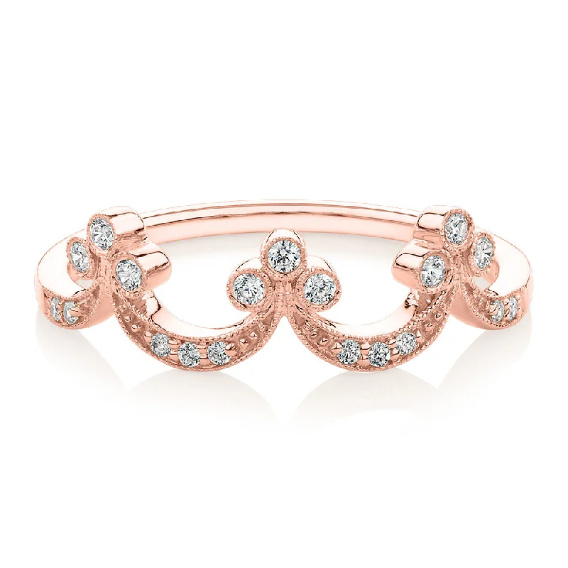 handmade rings for women -Wedding or eternity band with diamond simulants in 10 carat rose gold