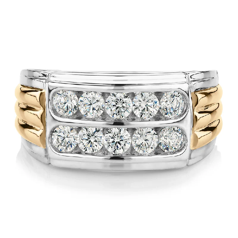 gold rings for women -Dress ring with 1.1 carats* of diamond simulants in 10 carat yellow gold and sterling silver