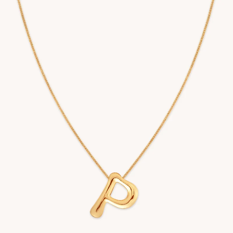 women’s sapphire necklaces -P Initial Bold Pendant Necklace in Gold