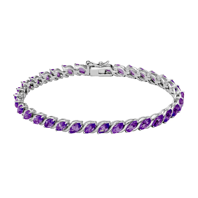 chic gemstone bangles -chic gemstone bangles -Sterling Silver Marquise African Amethyst Line Bracelet by Samuel B.