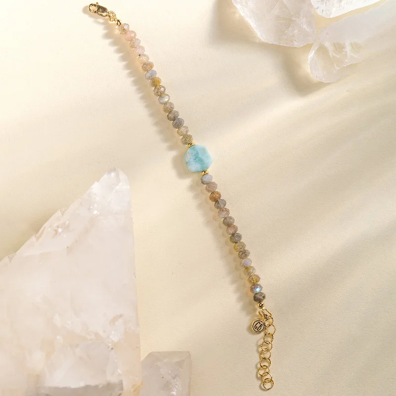 colorful gemstone bangles -colorful gemstone bangles -Crystal Bracelet - Larimar and Labradorite