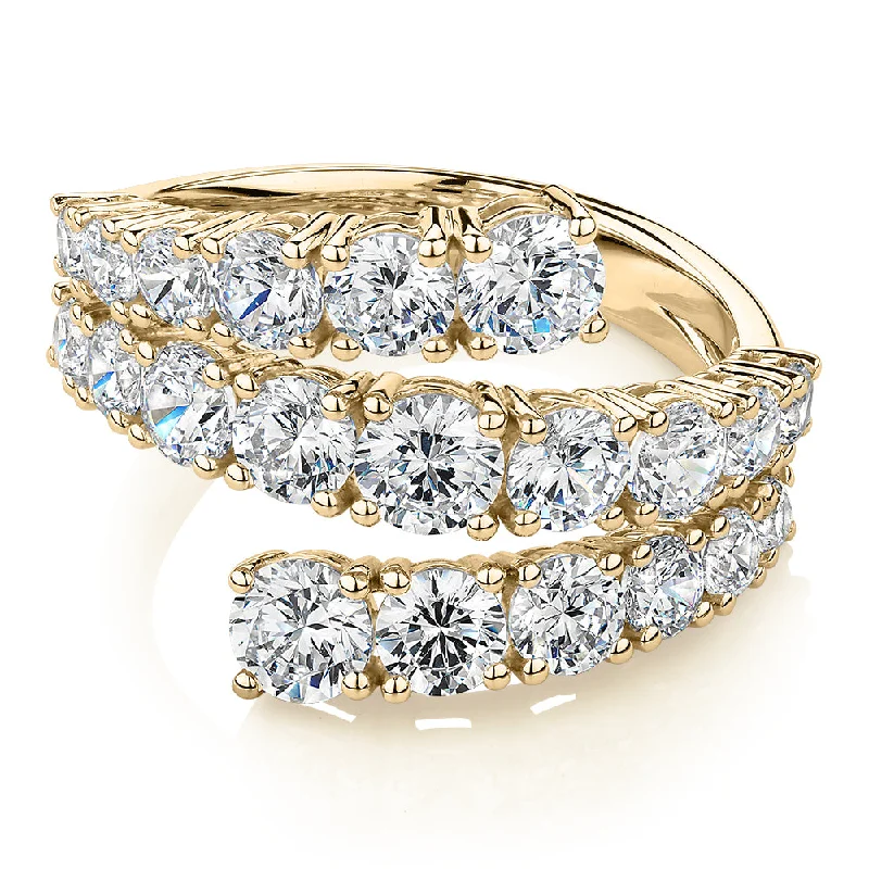 cocktail rings for women -Dress ring with 3.2 carats* of diamond simulants in 10 carat yellow gold