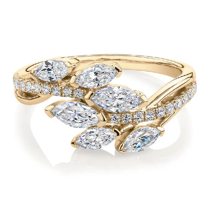 designer rings for women -Dress ring with 1.23 carats* of diamond simulants in 10 carat yellow gold