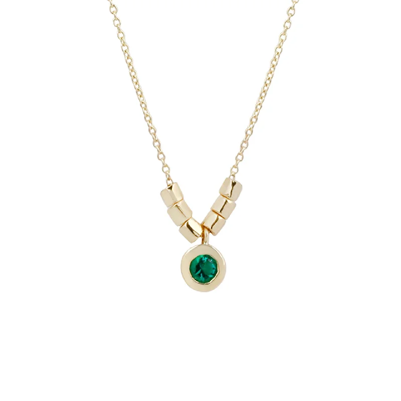 trendy layered necklaces for women -Emerald pebble necklace