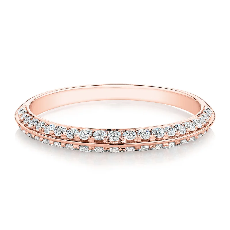 custom gold rings -Wedding or eternity band with 0.35 carats* of diamond simulants in 14 carat rose gold