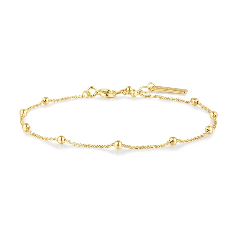 designer bracelets for women -designer bracelets for women -14K Yellow Gold Plated Beaded Station Bracelet by Ania Haie