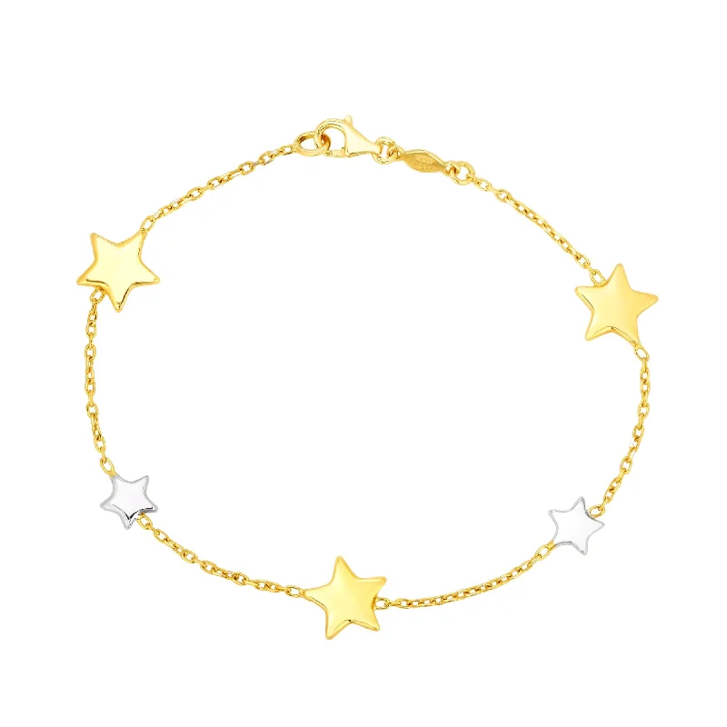 handmade bangles for women -handmade bangles for women -14K Gold Polished Star Station Bracelet