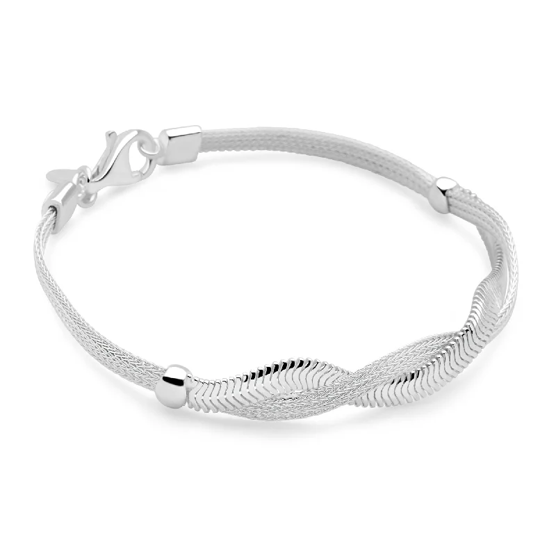 custom charm bangles for women -custom charm bangles for women -Silver Braid Bracelet