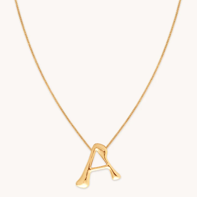 women’s choker chain necklaces -A Initial Bold Pendant Necklace in Gold