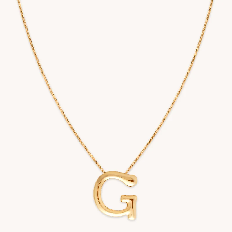 special occasion necklaces for women -G Initial Bold Pendant Necklace in Gold