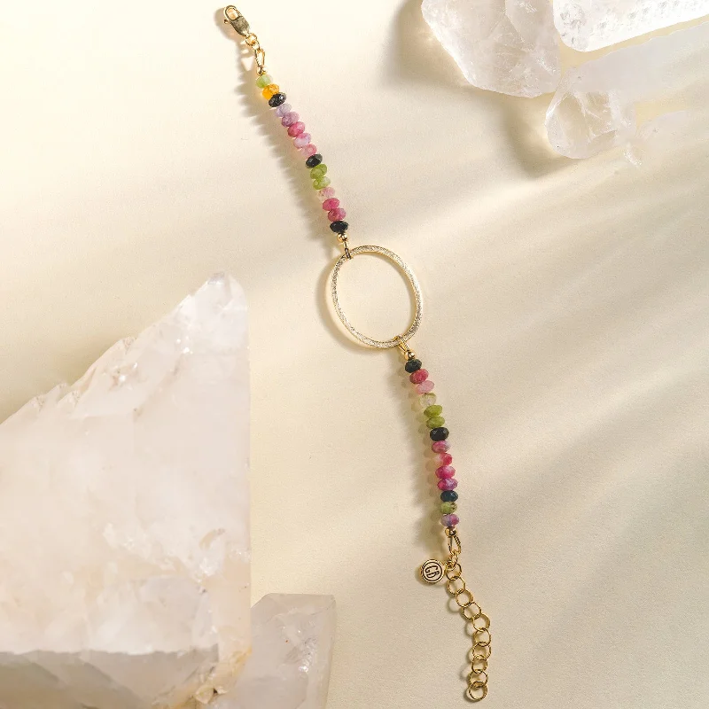 women’s braided bracelets -women’s braided bracelets -Crystal Bracelet - Watermelon Tourmaline