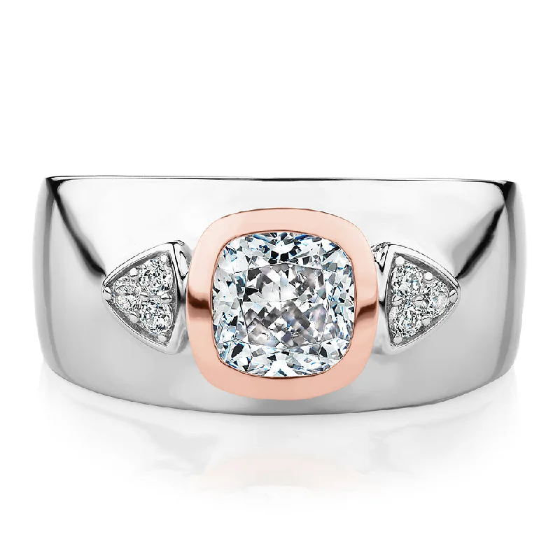 luxury rings for women -Synergy dress ring with 0.93 carats* of diamond simulants in 10 carat rose gold and sterling silver