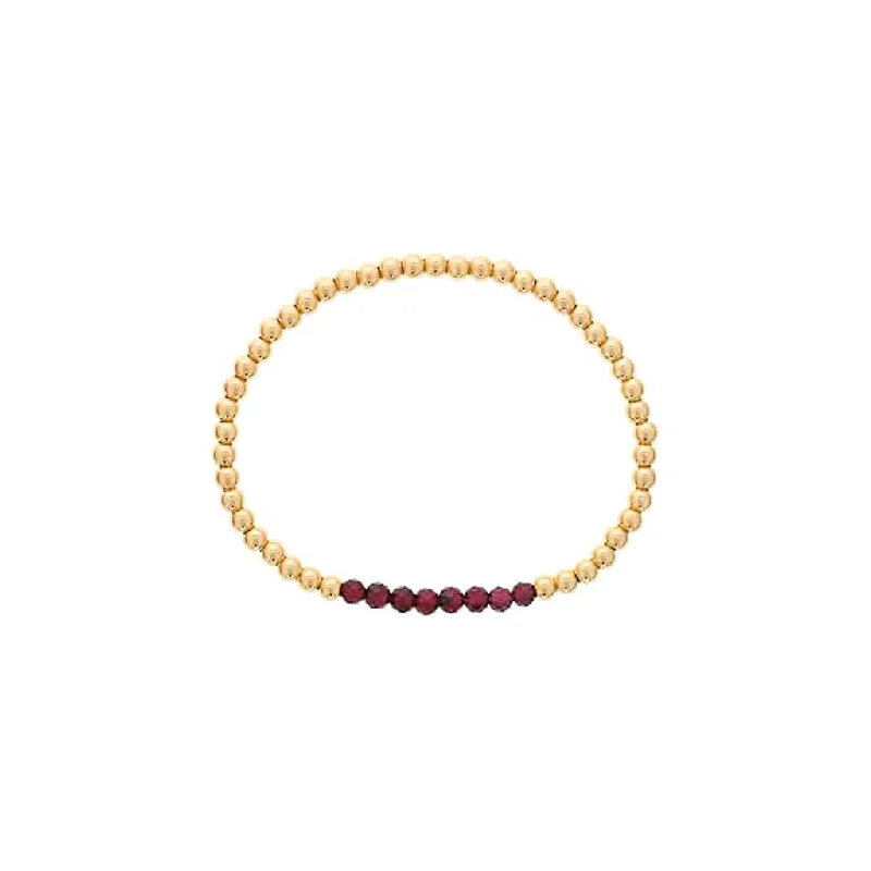 women’s bracelet sets -women’s bracelet sets -Gold Filled Garnet Bead Stretch Bracelet by Dee Berkley