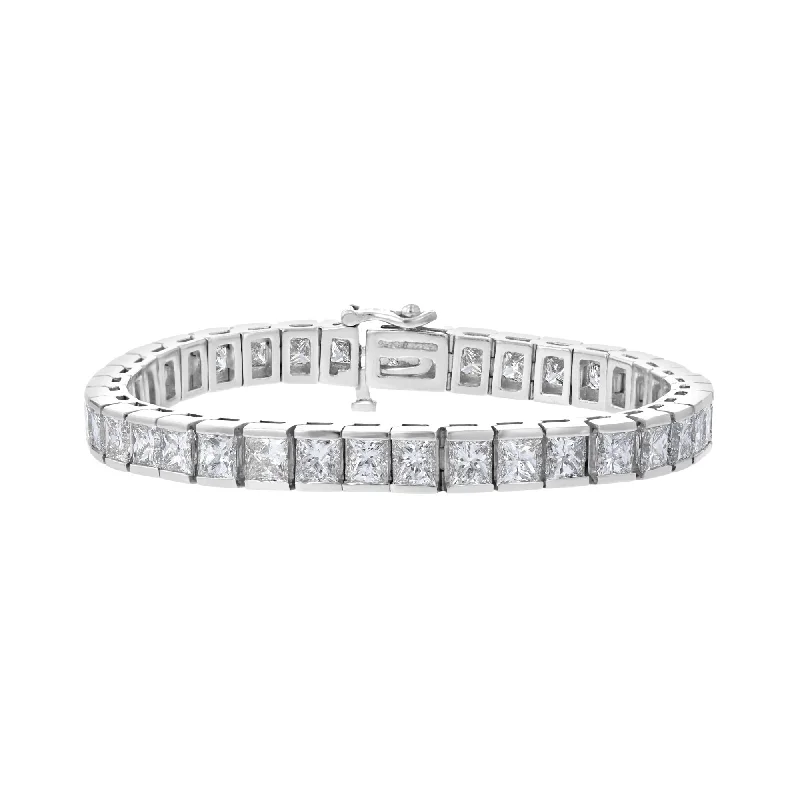 elegant bracelets for women -elegant bracelets for women -18KT WHITE GOLD 20.12 CTW PRINCESS CUT BAR-SET TENNIS BRACELET