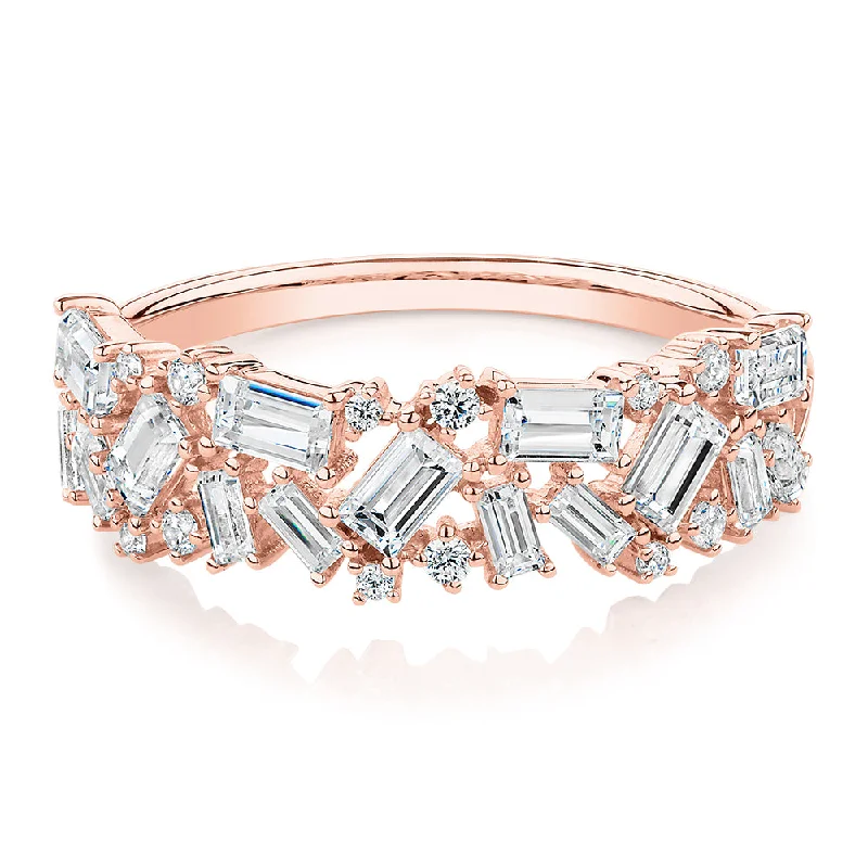 sparkling rings for women -Dress ring with 1.03 carats* of diamond simulants in 10 carat rose gold