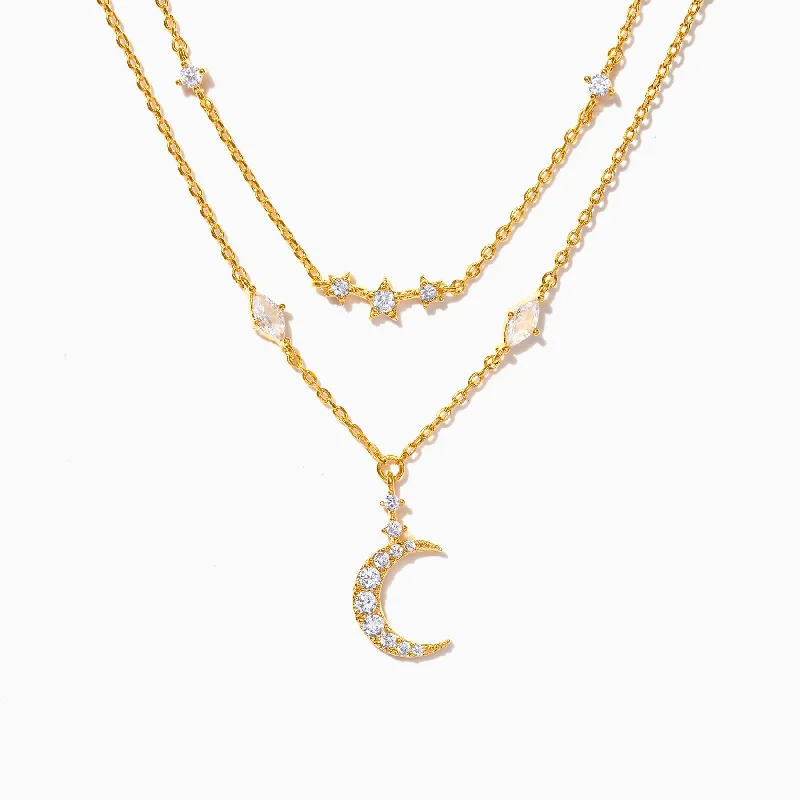 wedding necklaces for women -Moon & Stars Layered Necklace