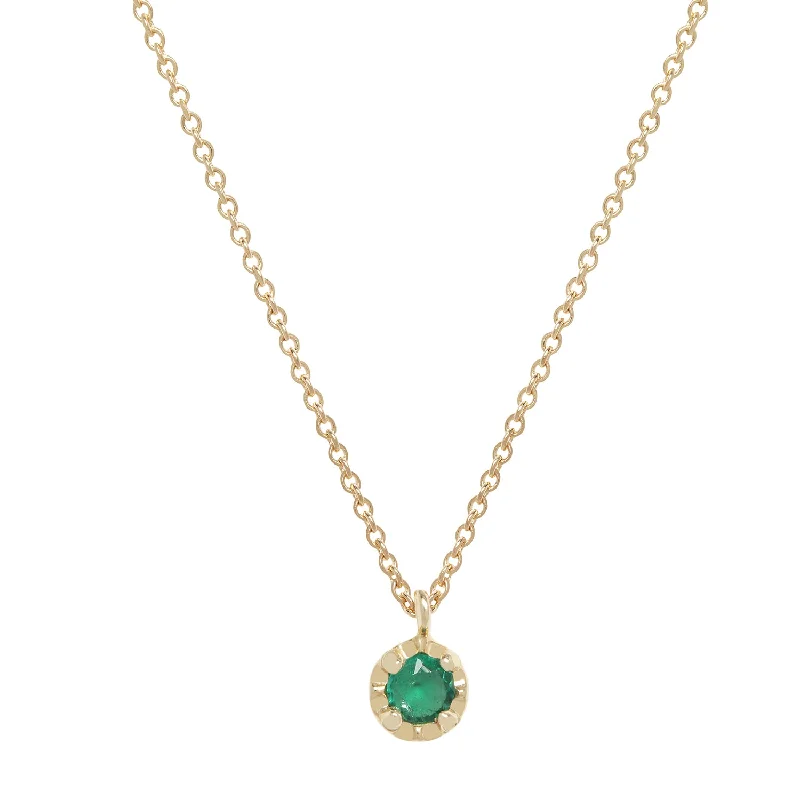 personalized birthstone necklaces for women -Emerald prong necklace