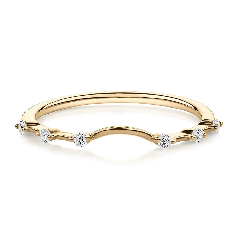 trendy rings for women -Wedding or eternity band with diamond simulants in 14 carat yellow gold