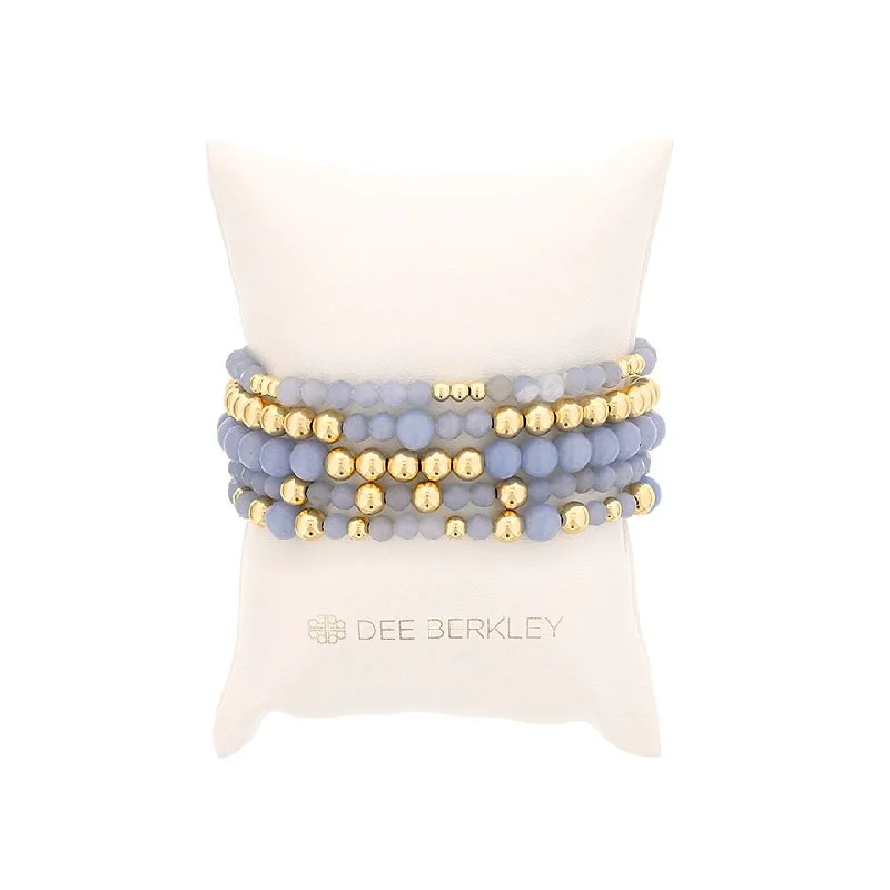 silver bangles for women -silver bangles for women -Gold Filled & Angelite Bead Stretch Bracelet Set by Dee Berkley